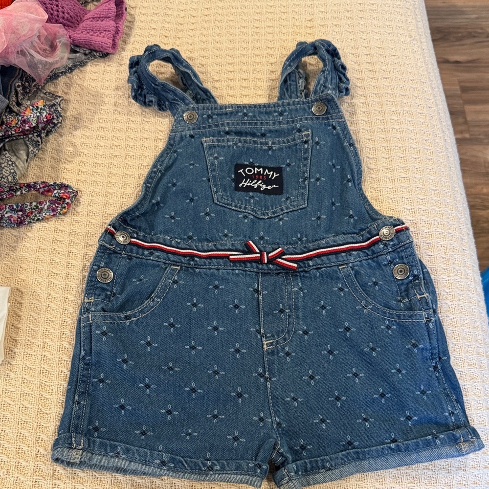 Tommy Hilfiger Kids Blue Denim Overalls with Belt